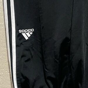 Adidas Kids Black Joggers with White Stripes
